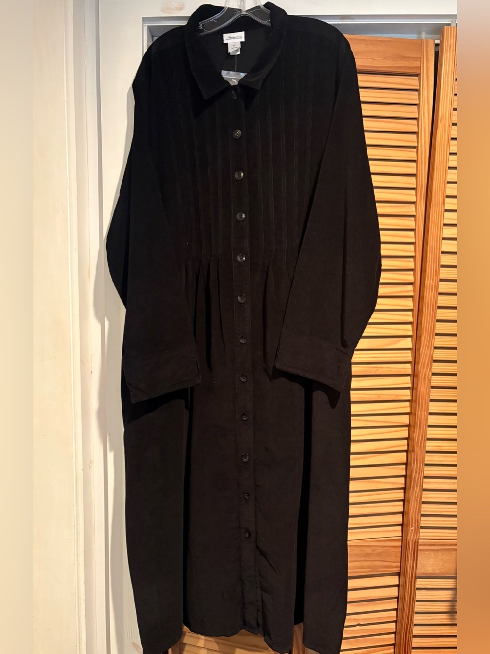 The Vermont Country Store Pintuck Corduroy Midi Dress Black Cottagecore Prairie